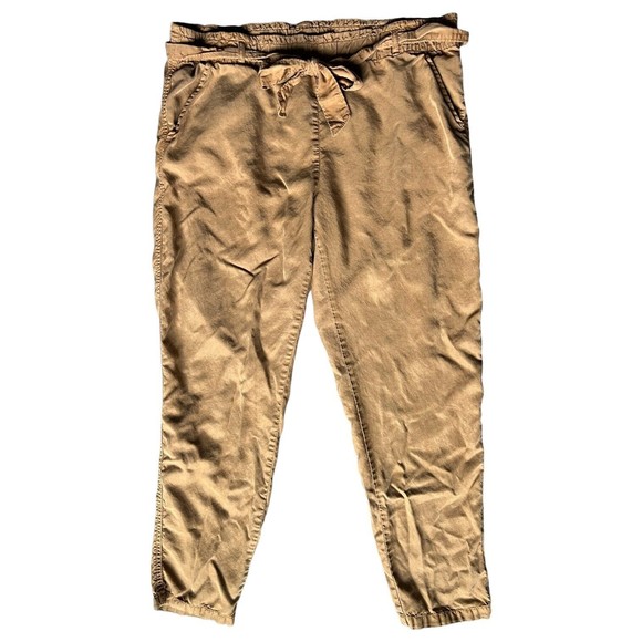 Sanctuary Paper Bag Tencel Pants Spice Size L Large Elastic Waist Pockets - Picture 1 of 10